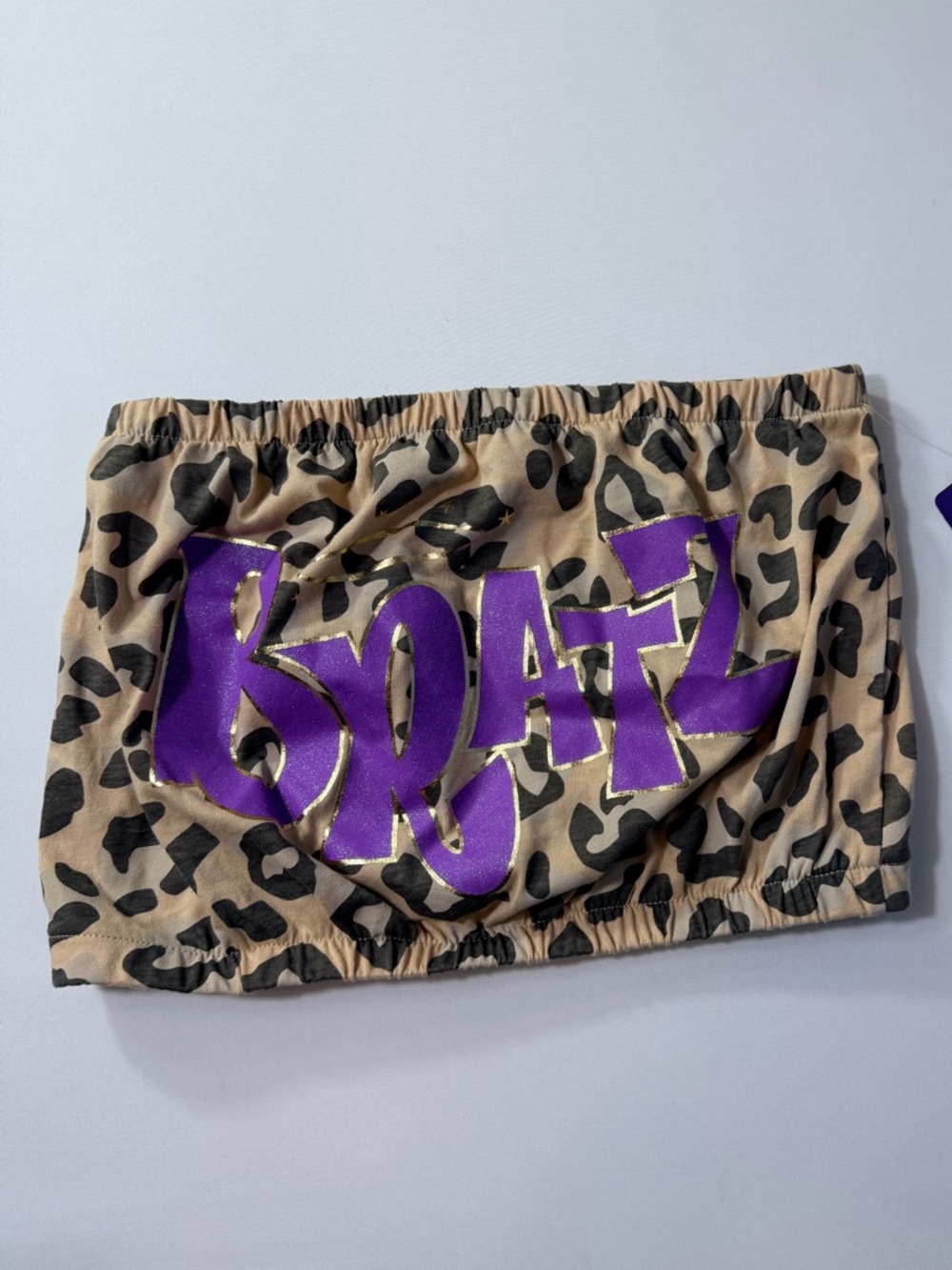 Authentic Bratz Leopard Print Purple Graphic Strapless Crop Tube Top